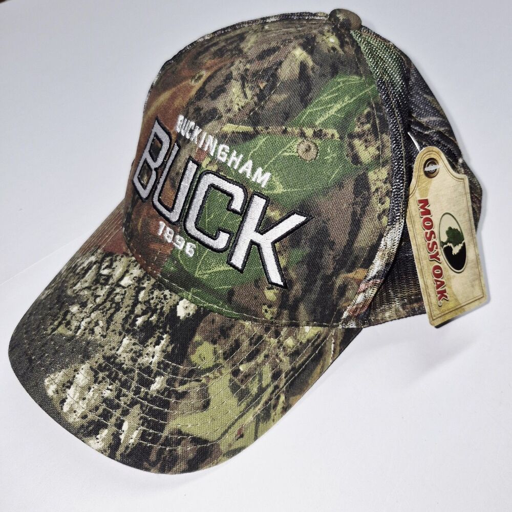 Mossy Oak Camo Trucker Hat Buckingham Buck 1896 Baseball Cap Mesh Back NWT